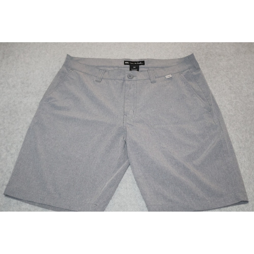 Travis Mathew Shorts Men 34 Gray Golf Performance Stretch Hybrid 9" Inseam